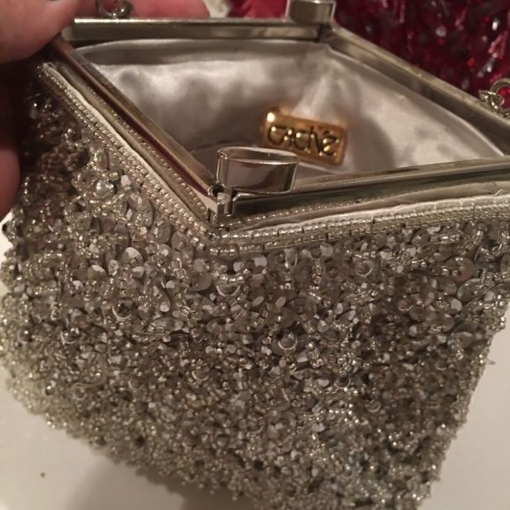 Cache Silver Sequin & Bead Square Purse - Picture 2 of 4